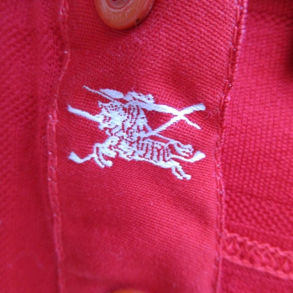 BURBERRY GOLF POLO SHIRT ~ L ~ RED ~ LOGO DETAIL ~ - Picture 10 of 12